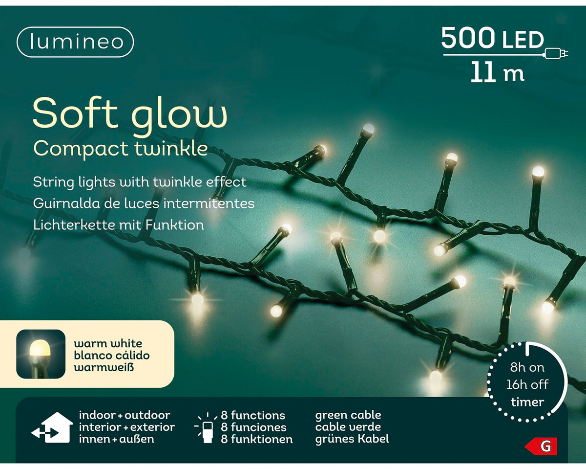 B-Ware Lichterkette Soft Glow COMPACT TWINKLE 500 LED 11 m warm weiß, grünes Kabel