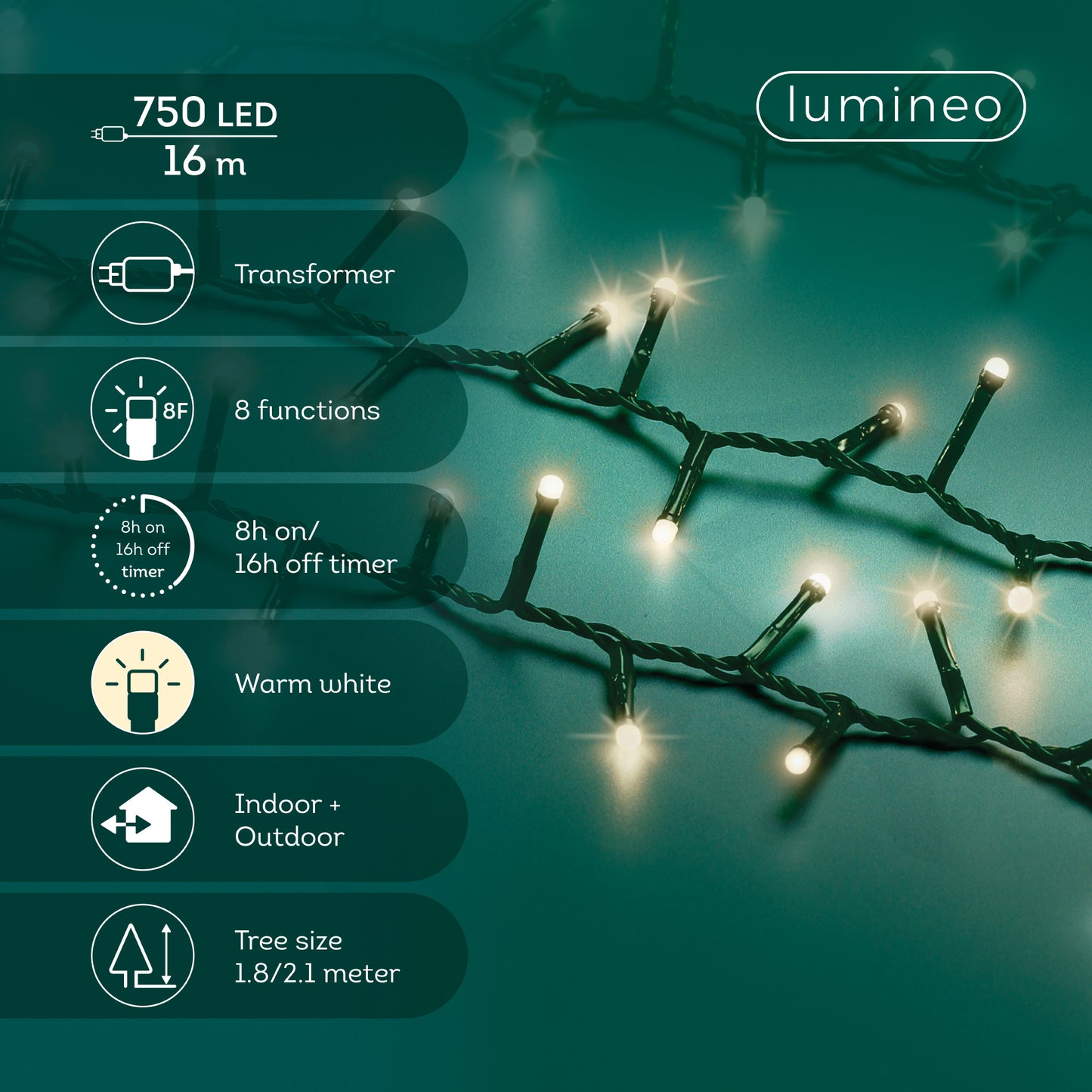Lichterkette Soft Glow COMPACT TWINKLE 750 LED 16 m warm weiß, grünes Kabel