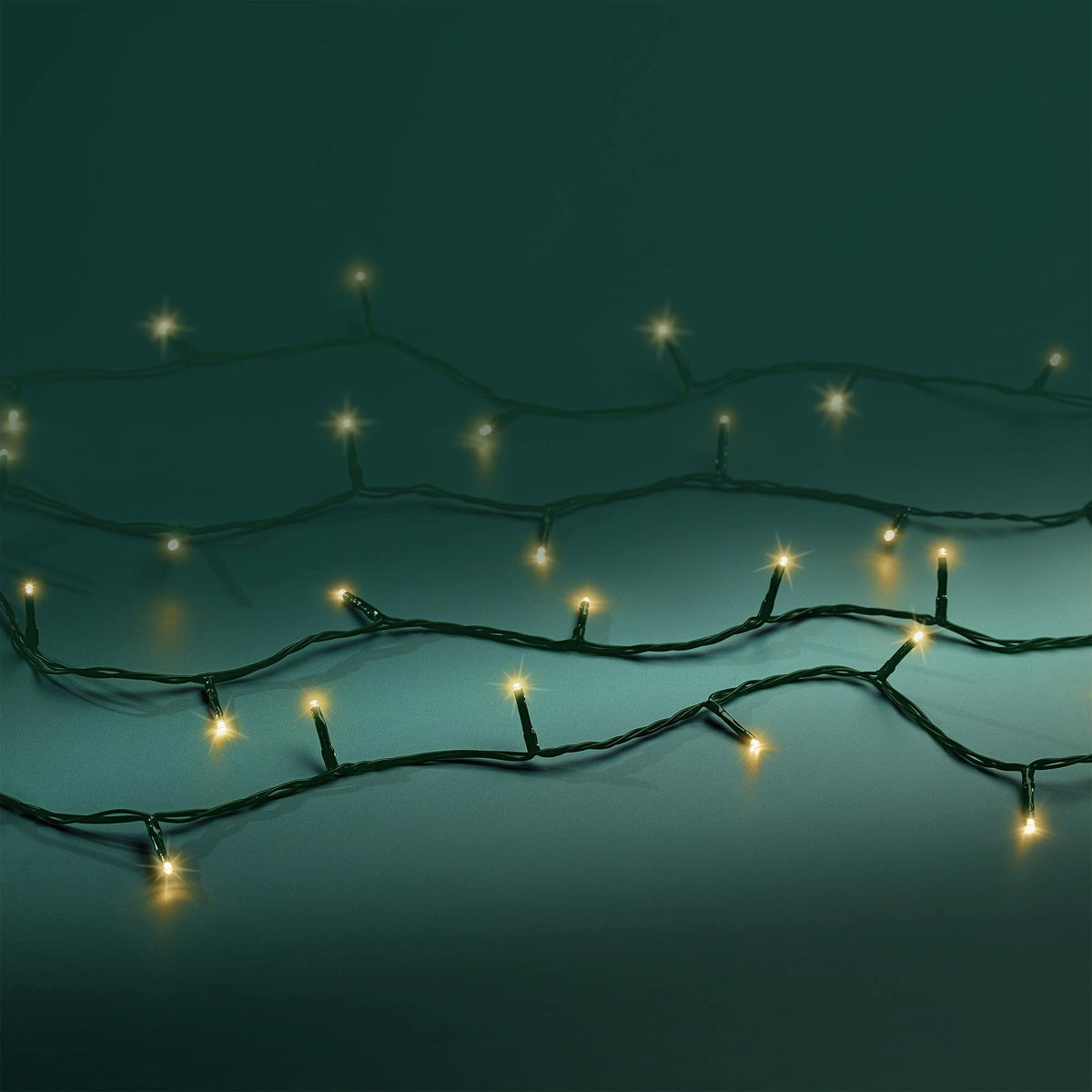 Lichterkette BASIC 120 LED 12 m, Soft Gold, grünes Kabel