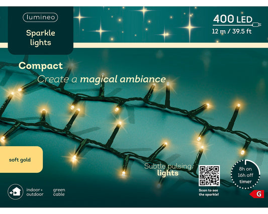 Lichterkette COMPACT SPARKLE 600 LED 18 m, Soft Gold, grünes Kabel