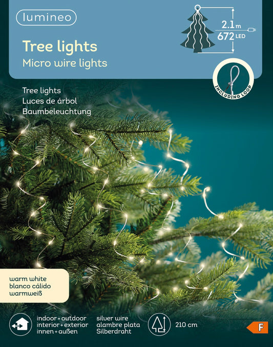 Lichterkette TREE LIGHTS 672 LED 2,1 m warm weiß, Silberdraht