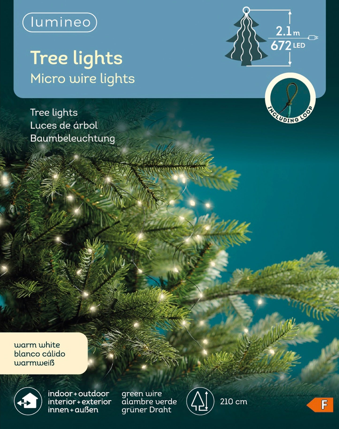 Lichterkette TREE LIGHTS 672 LED 2,1 m warm weiß, grüner Draht