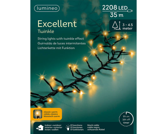 Lichterkette EXCELLENT TWINKLE 2208 LED 35 m klassisch warm, schwarzes Kabel