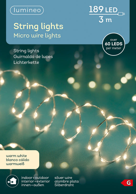 B-Ware Lichterkette String Lights 189 LED 3 m warm weiß, Silberdraht