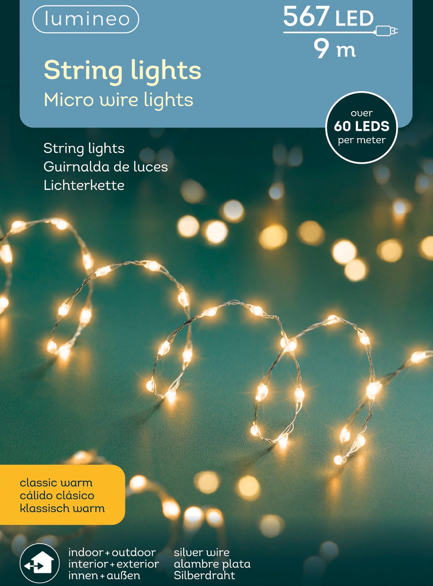 B-Ware Lichterkette String Lights 567 LED 9 m klassisch warm, Silberdraht