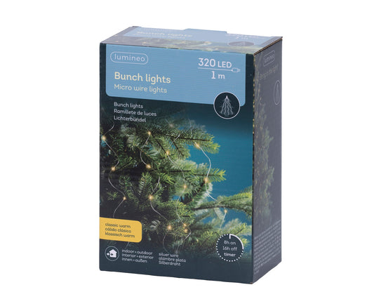 Lichterbündel BUNCH LIGHTS 320 LED 1 m klassisch warm, Silberdraht