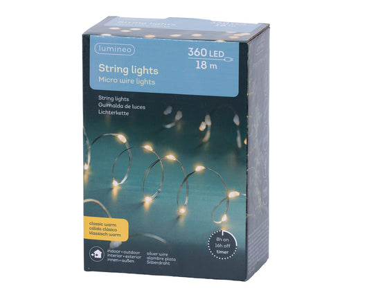 Lichterkette STRING LIGHTS 360 LED 18 m klassisch warm, Silberdraht
