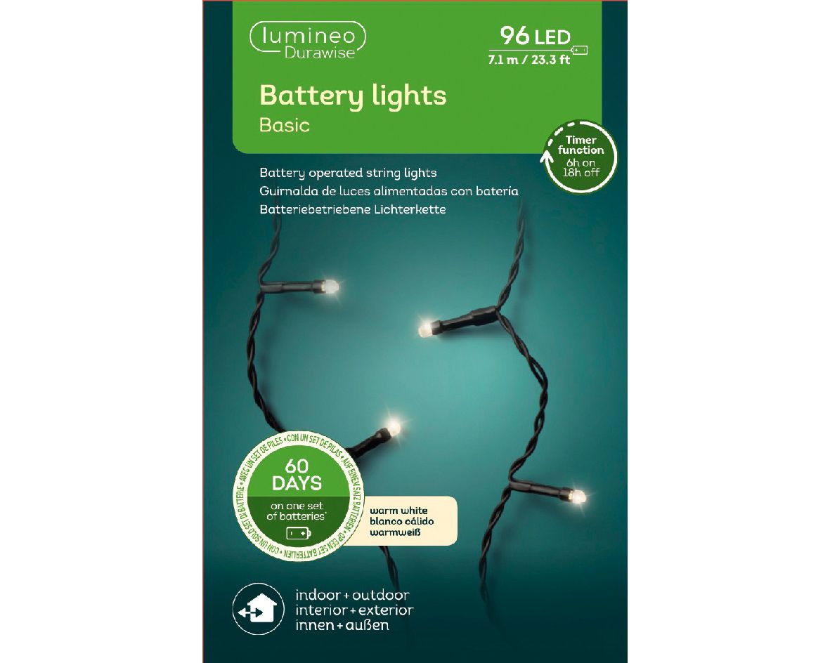 Lichterkette BATTERY LIGHTS 96 LED 7,1 m warm weiß, batteriebetrieben