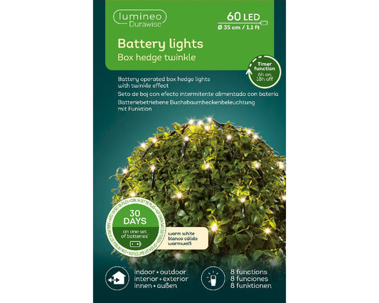 Buchsbaumnetz BATTERY LIGHTS 60 LED Ø 35 cm warm weiß, batteriebetrieben