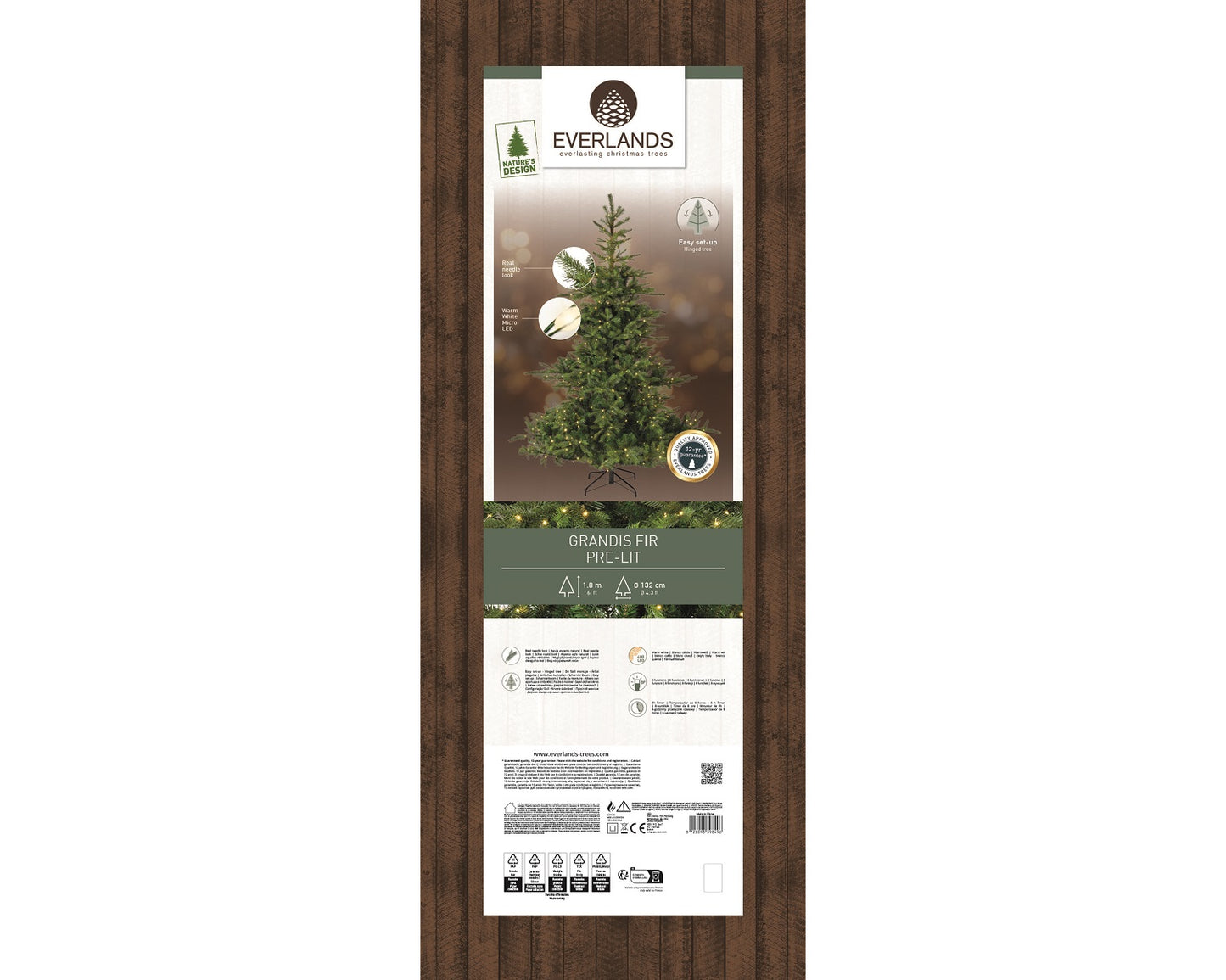 Künstlicher Weihnachtsbaum GRANDIS FIR Grün 180 cm, beleuchtet