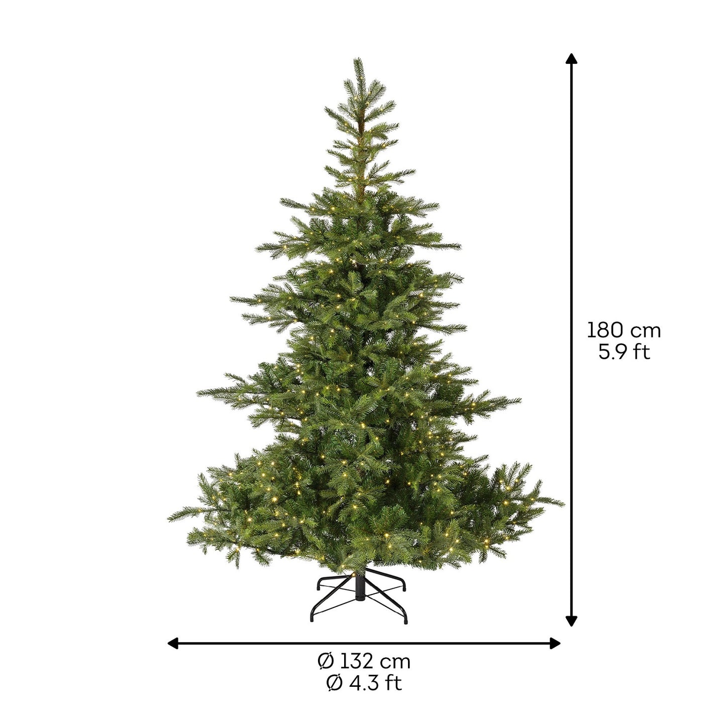 Künstlicher Weihnachtsbaum GRANDIS FIR Grün 180 cm, beleuchtet