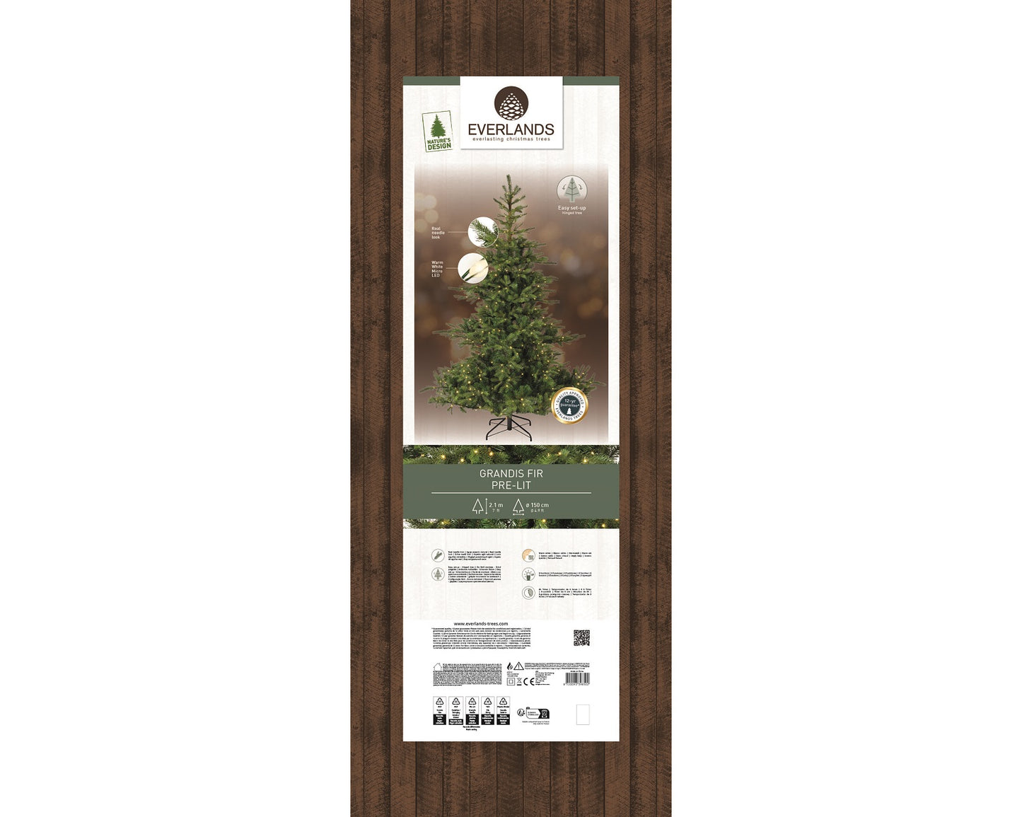 Künstlicher Weihnachtsbaum GRANDIS FIR Grün 210 cm, beleuchtet