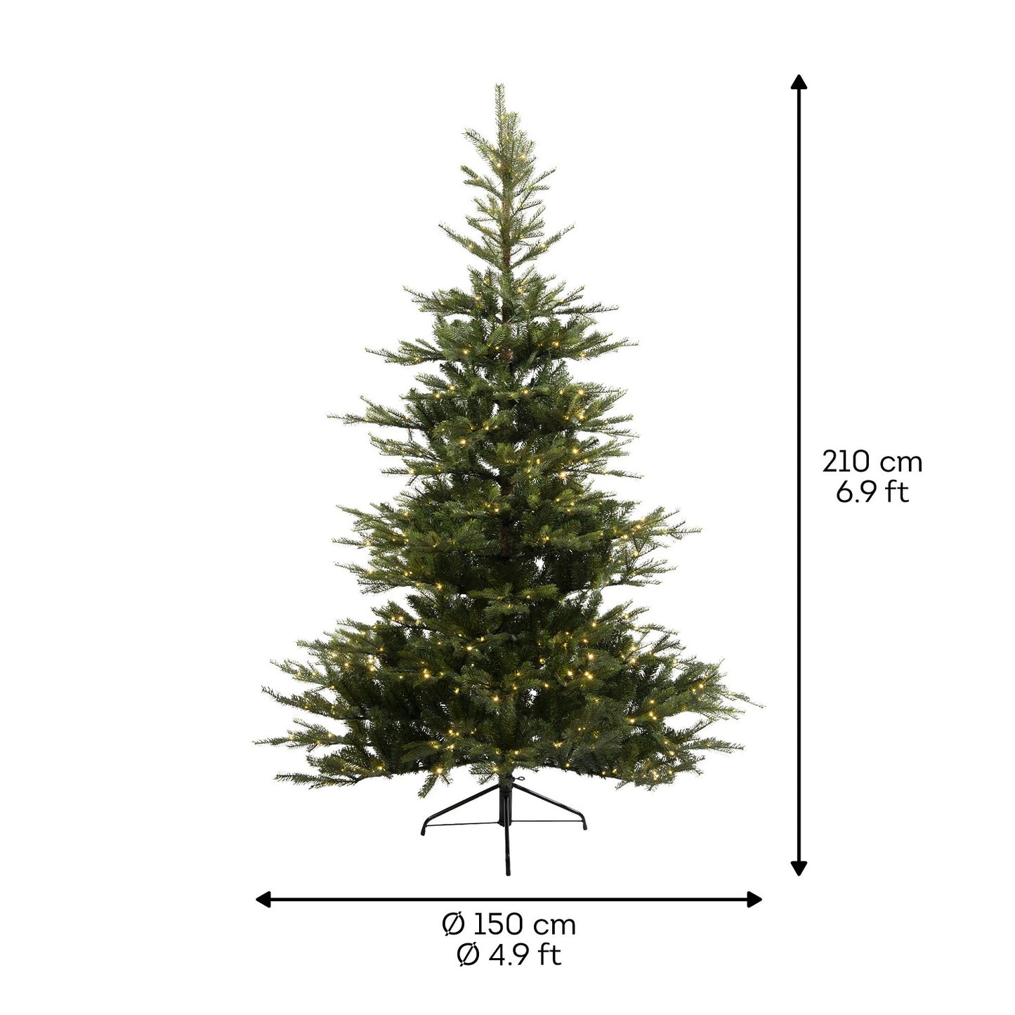 Künstlicher Weihnachtsbaum GRANDIS FIR Grün 210 cm, beleuchtet