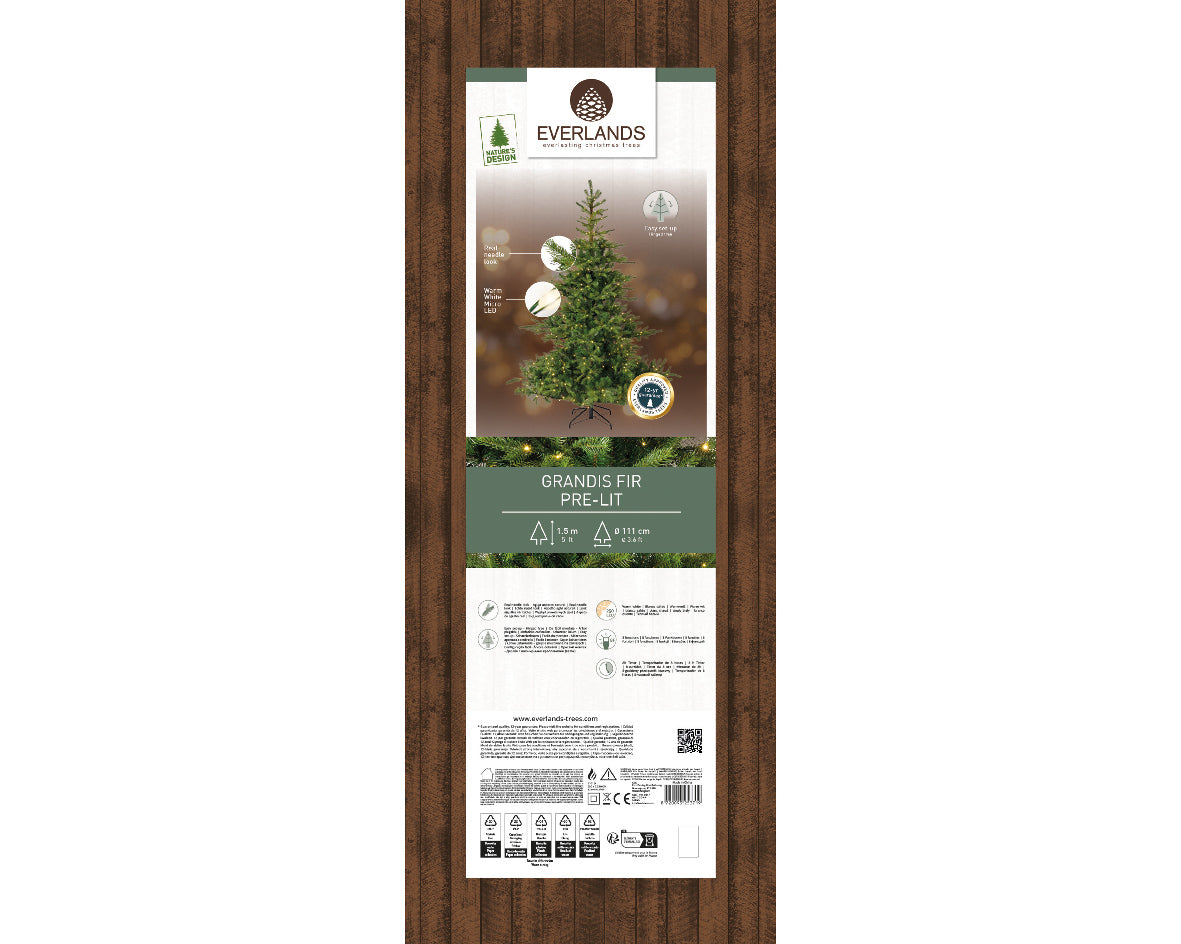 Künstlicher beleuchteter Weihnachtsbaum GRANDIS FIR Grün 150 cm