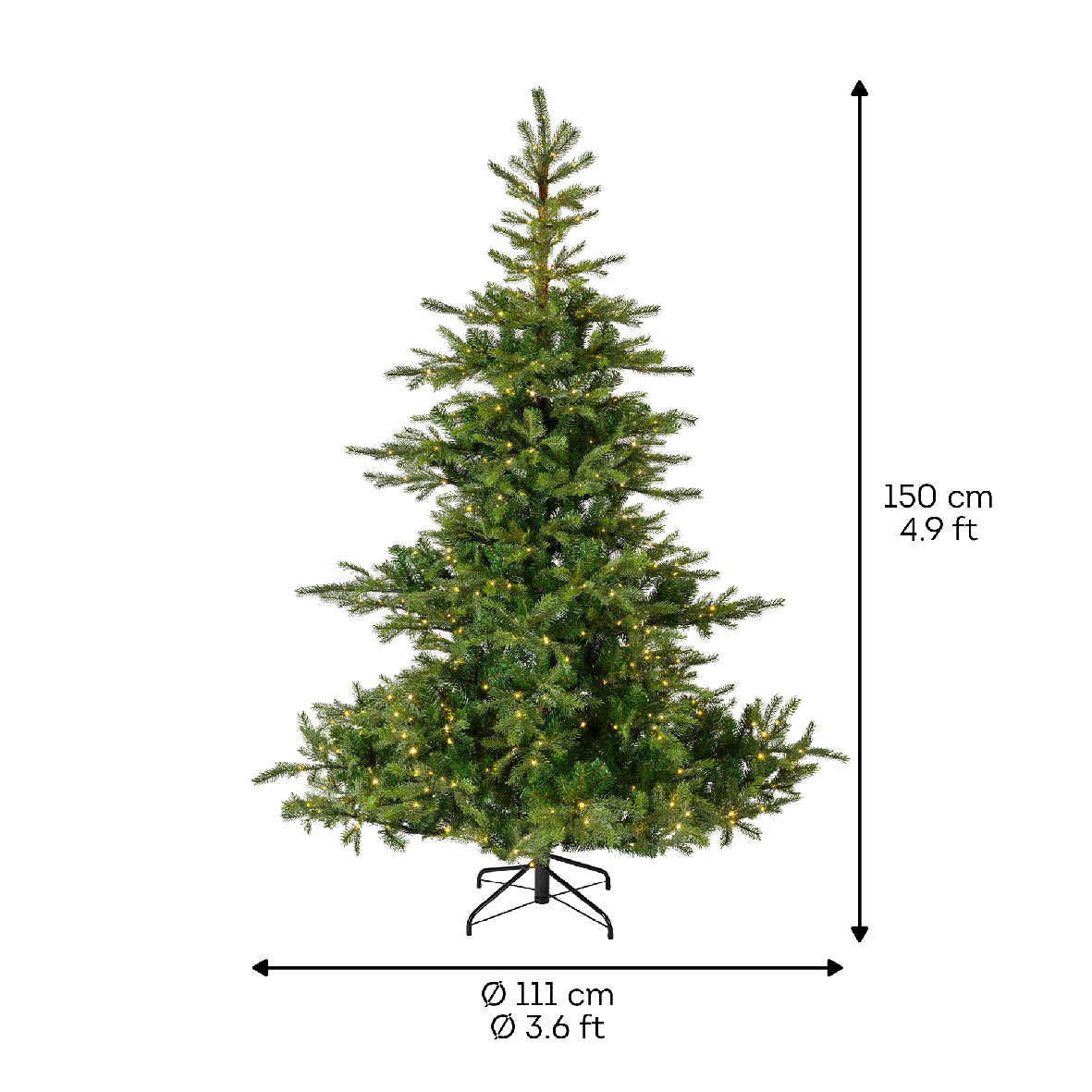 Künstlicher beleuchteter Weihnachtsbaum GRANDIS FIR Grün 150 cm