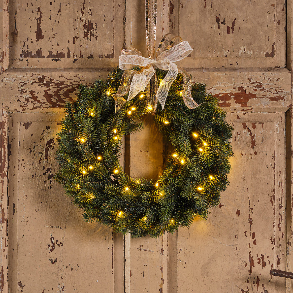 Kaemingk Beleuchteter Weihnachtskranz 40 x 8 cm Grün, 50 LED, batteriebetrieben
