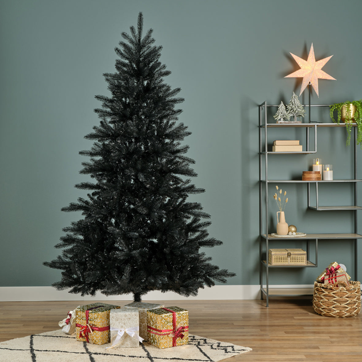 Kaemingk Künstlicher Weihnachtsbaum, BERLIN Tanne 180 cm, Schwarz