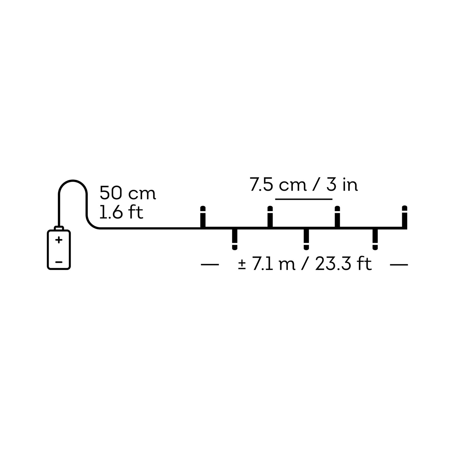 Lichterkette BATTERY LIGHTS 96 LED 7,1 m warm weiß, batteriebetrieben