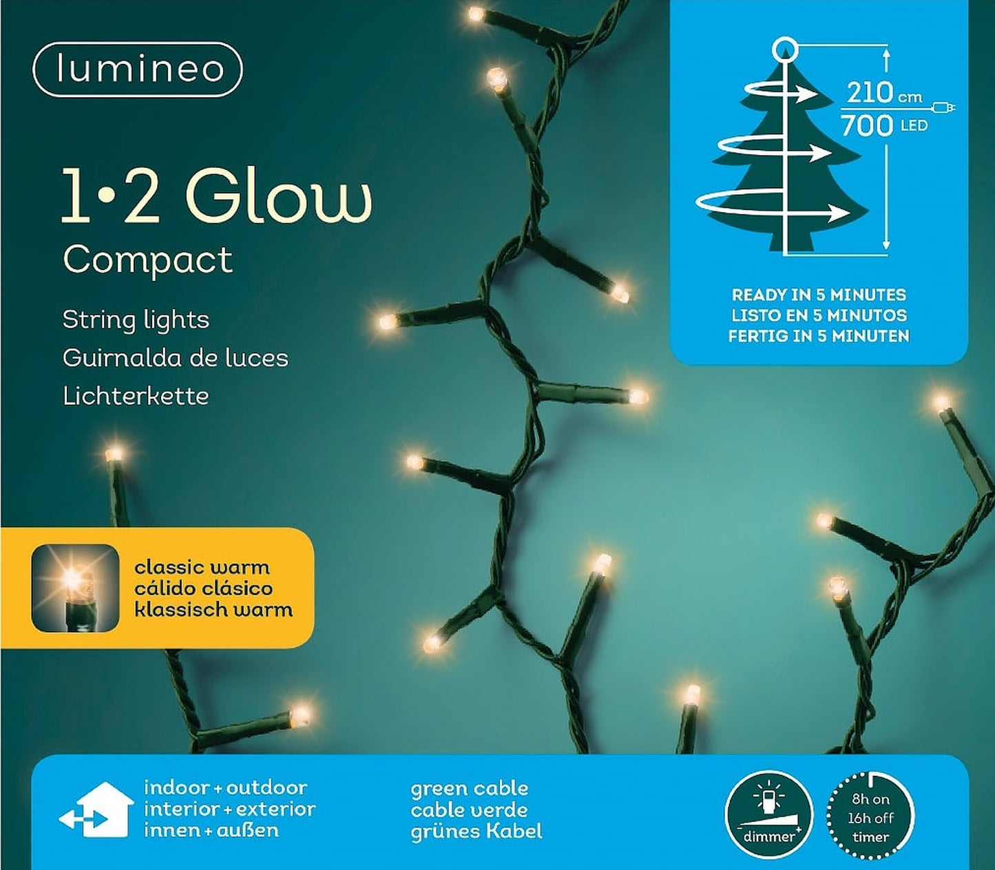 Lichterkette 1-2 Glow Compact 700 LED 2,1 m klassisch warm, grünes Kabel