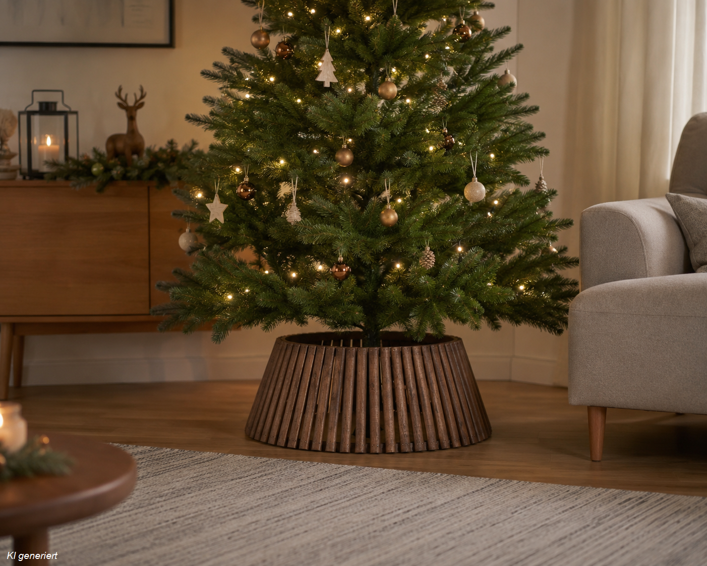 Baumring Braun Holz, H: 25 cm / Ø: 57 cm, für Bäume bis 180 cm
