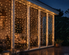 Lichtervorhang CURTAIN LIGHTS 800 LED 3,9 x 2 m warm weiß, transparentes Kabel