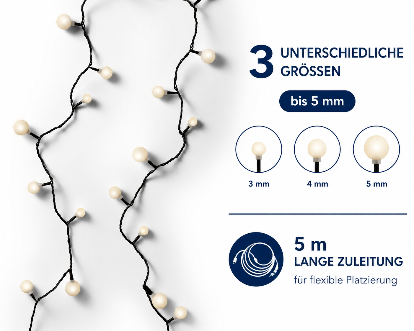 Lichterkette CHERRY 120 LED 9 m warm weiß, schwarzes Kabel