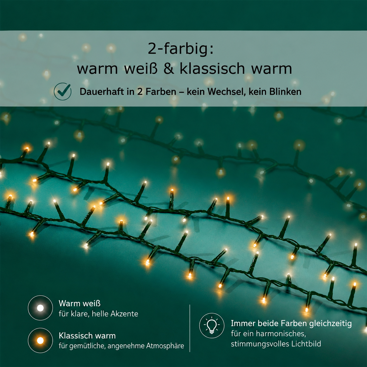 Lichterkette COMPACT 500 LED 11 m, 2-farbig: warm weiß/klassisch warm