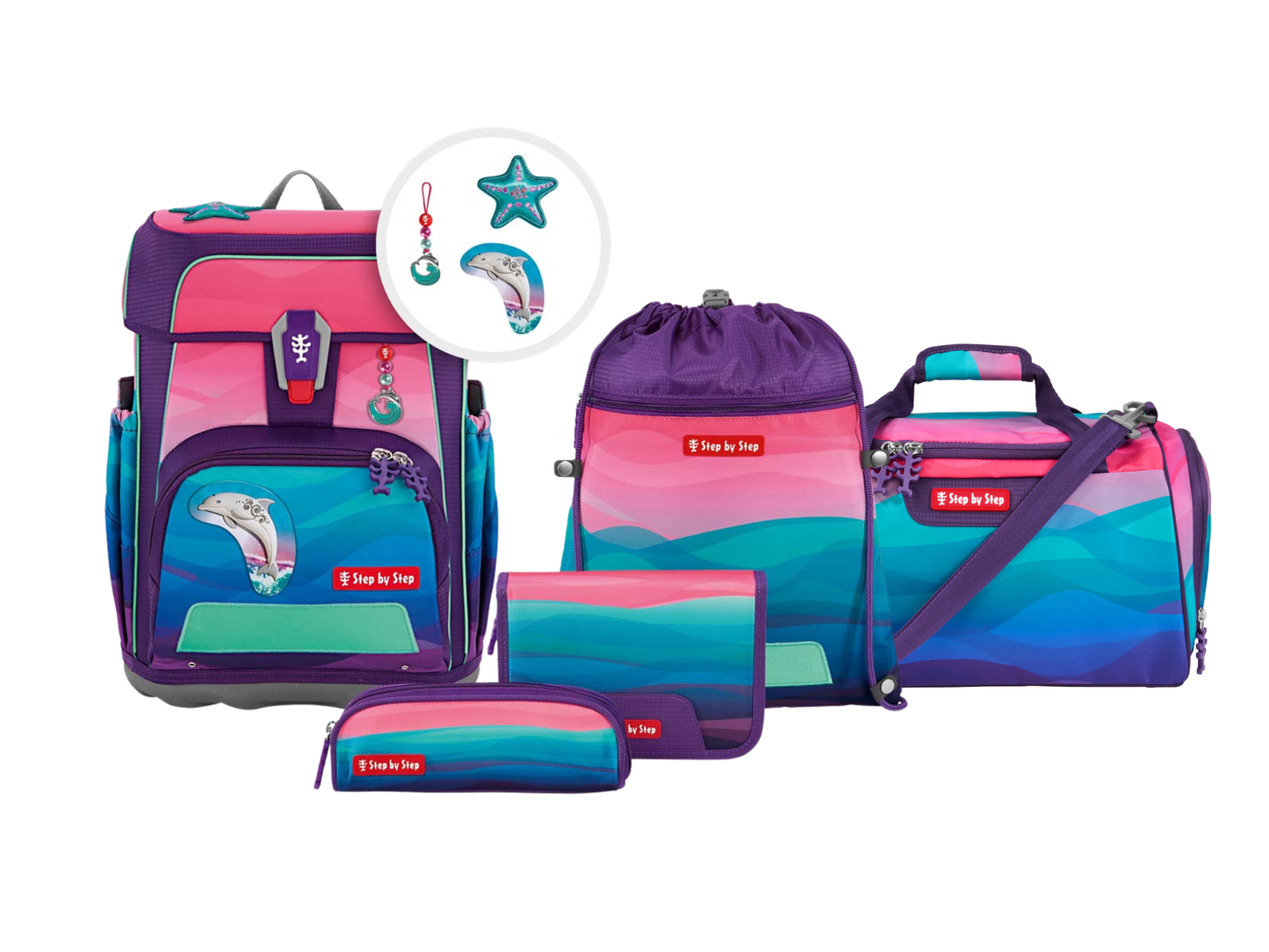 Schulranzen-Set CLOUD OCEAN Dolphin Lana 6-teilig