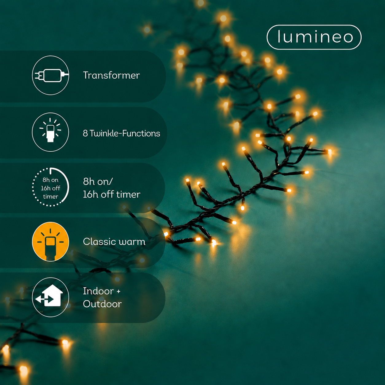 Lichterkette EXCELLENT TWINKLE 1584 LED 25 m klassisch warm, schwarzes Kabel