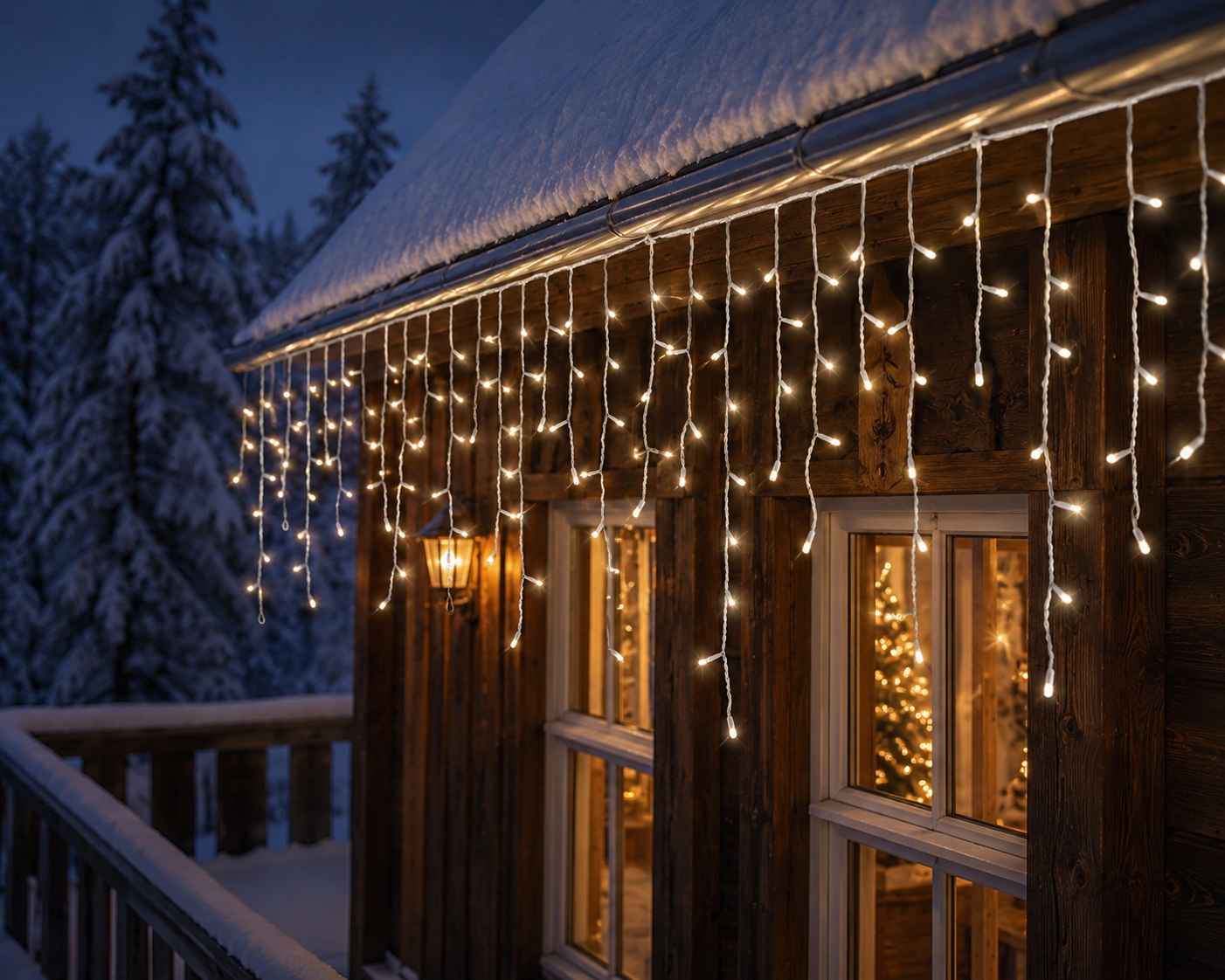 Lichtervorhang ICICLE TWINKLE 119 LED 5 m warm weiß, weißes Kabel