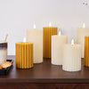 LED Wachskerze Creme 17,3 x 7,5 cm, geriffelt, batteriebetrieben