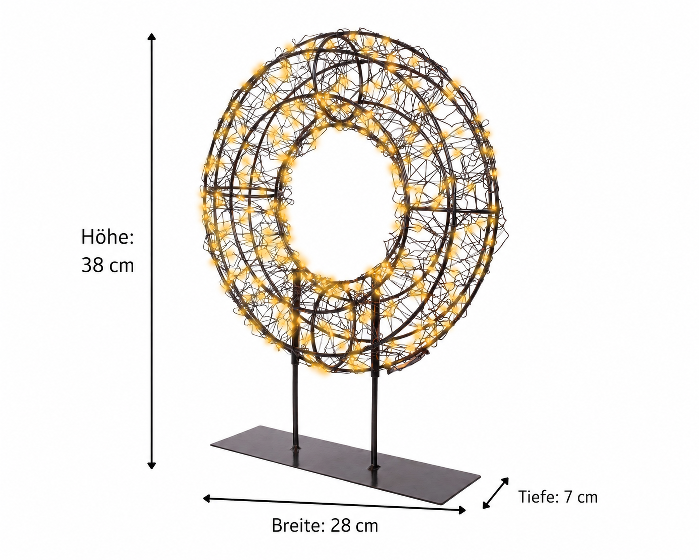 LED Deko-Leuchtring 300 LED 28 x 38 cm, klassisch warm