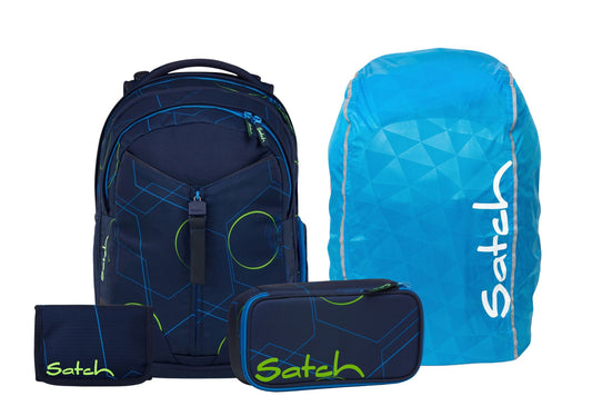 Schulrucksack-Set MATCH Blue Tech 4-teilig
