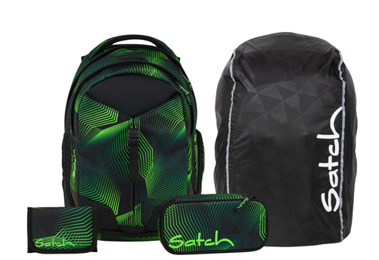 Schulrucksack-Set MATCH Seismic Green 4-teilig