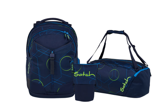 Schulrucksack-Set MATCH Blue Tech 3-teilig