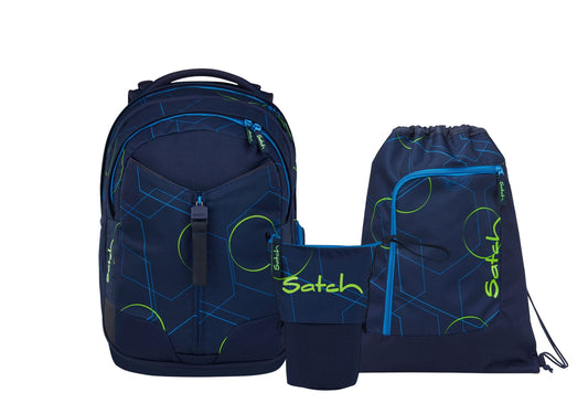Schulrucksack-Set MATCH Blue Tech 3-teilig