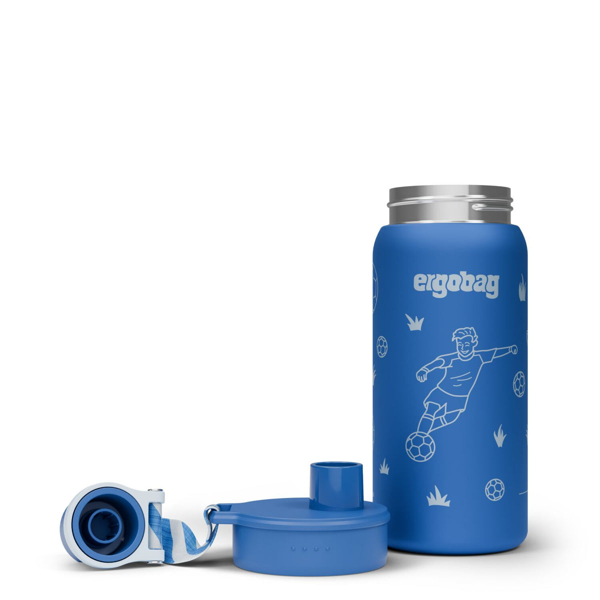 Ergobag Edelstahl Trinkflasche, Fußball 0,5 l