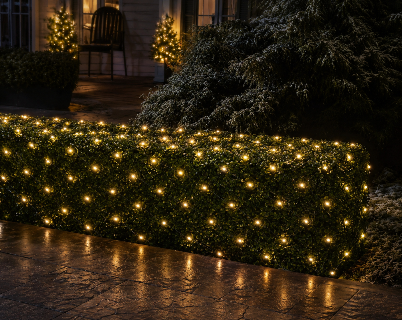 Netzbeleuchtung 180 LED 2 x 2 m warm weiß, schwarzes Kabel