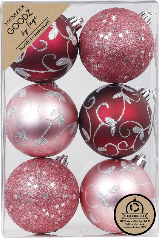 Weihnachtskugeln 6 Stück 8 cm Berry-Kiss, Kunststoff