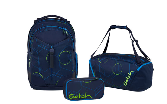 Schulrucksack-Set MATCH Blue Tech 3-teilig, Kollektion 2025