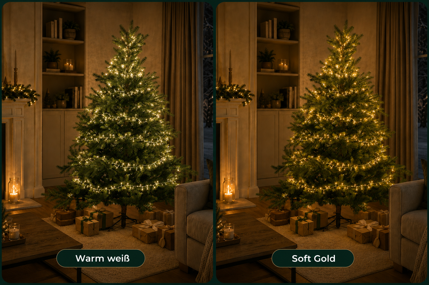 Lichterkette COMPACT 1500 LED 34 m Soft Gold, transparentes Kabel