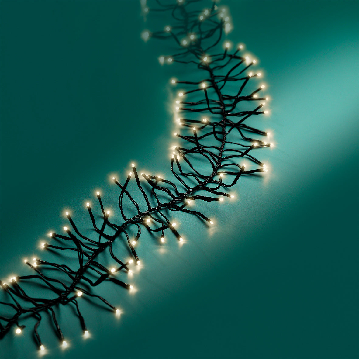 Lichterkette CLUSTER 144 LED 1,3 m warm weiß, schwarzes Kabel