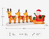 Aufblasbare Weihnachtsfigur, Weihnachtsmann + Rentierschlitten, 355 x 140 cm