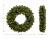 Beleuchteter Weihnachtskranz 40 x 8 cm Grün, 50 LED, batteriebetrieben