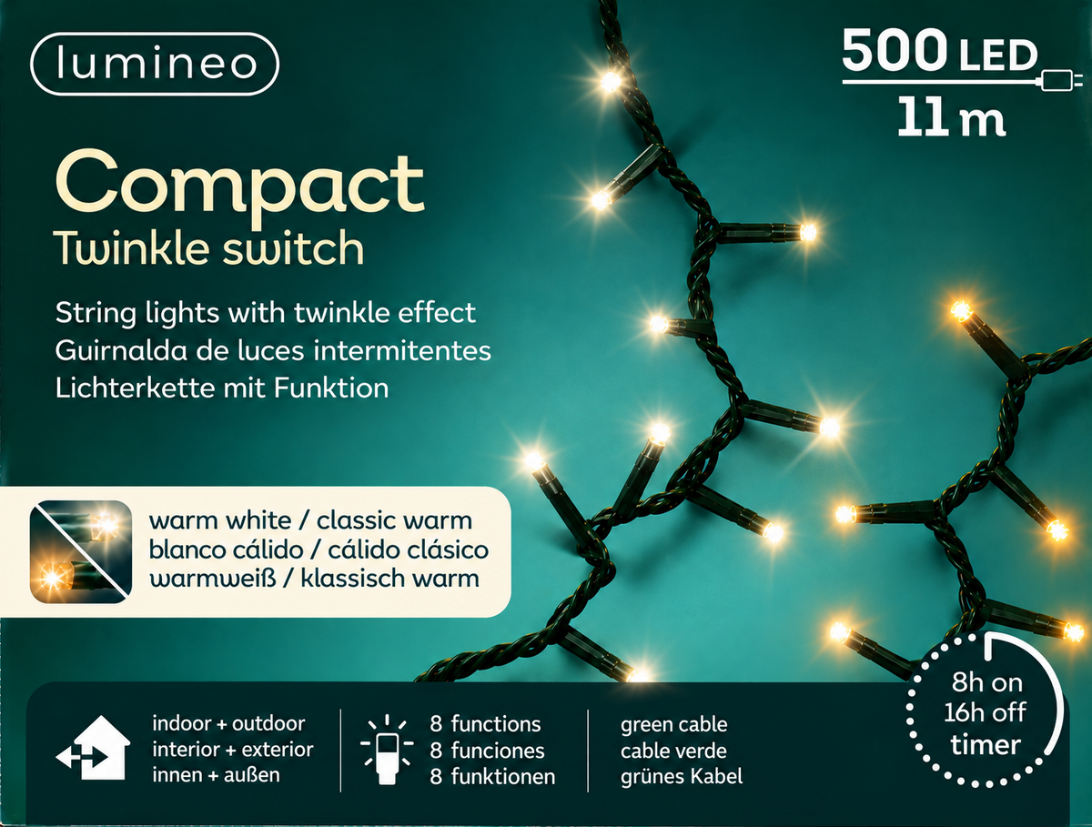 Lichterkette COMPACT TWINKLE SWITCH 500 LED 11 m, warm weiß/klassisch warm