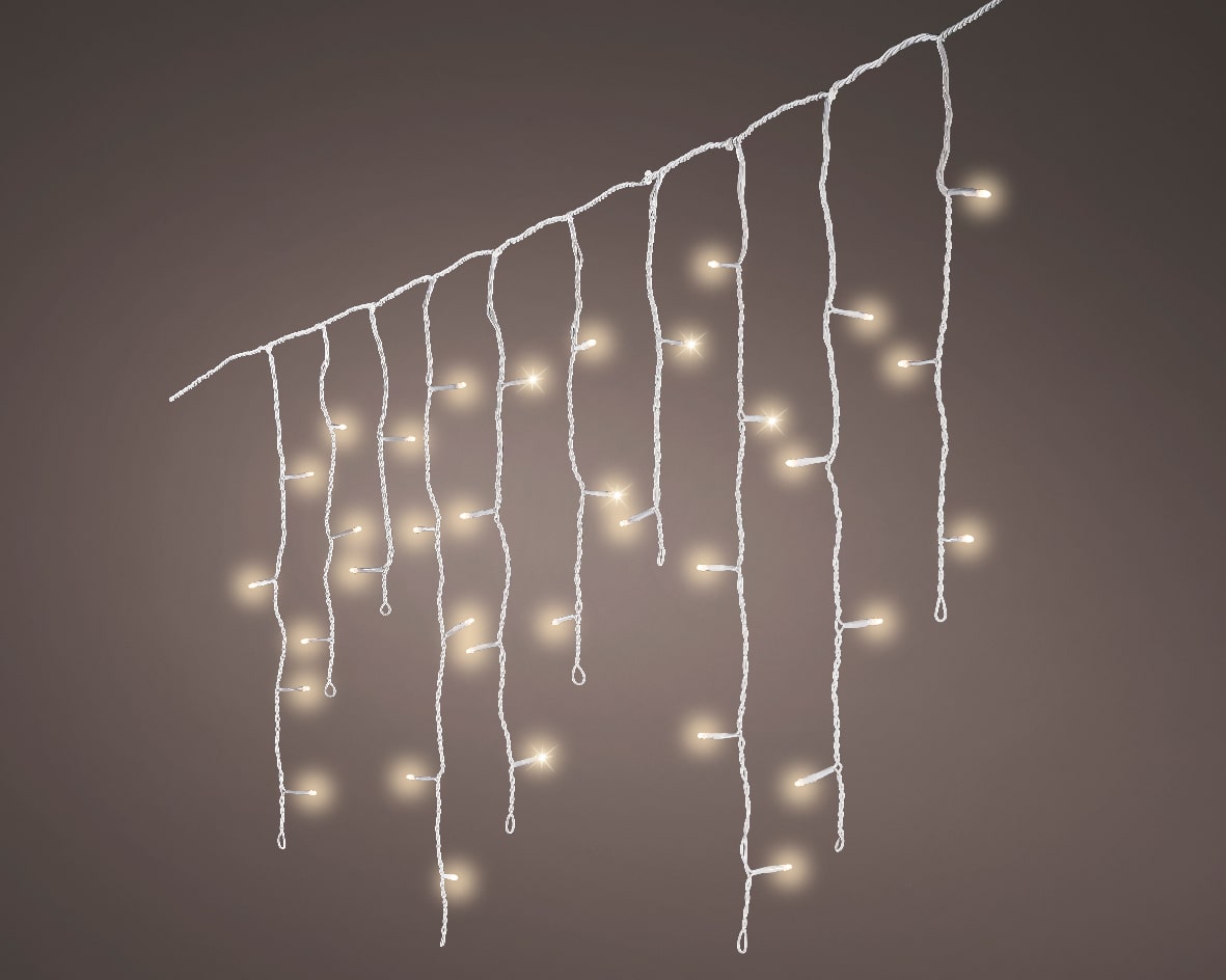 Lichtervorhang ICICLE TWINKLE 175 LED 7,5 m warm weiß, weißes Kabel