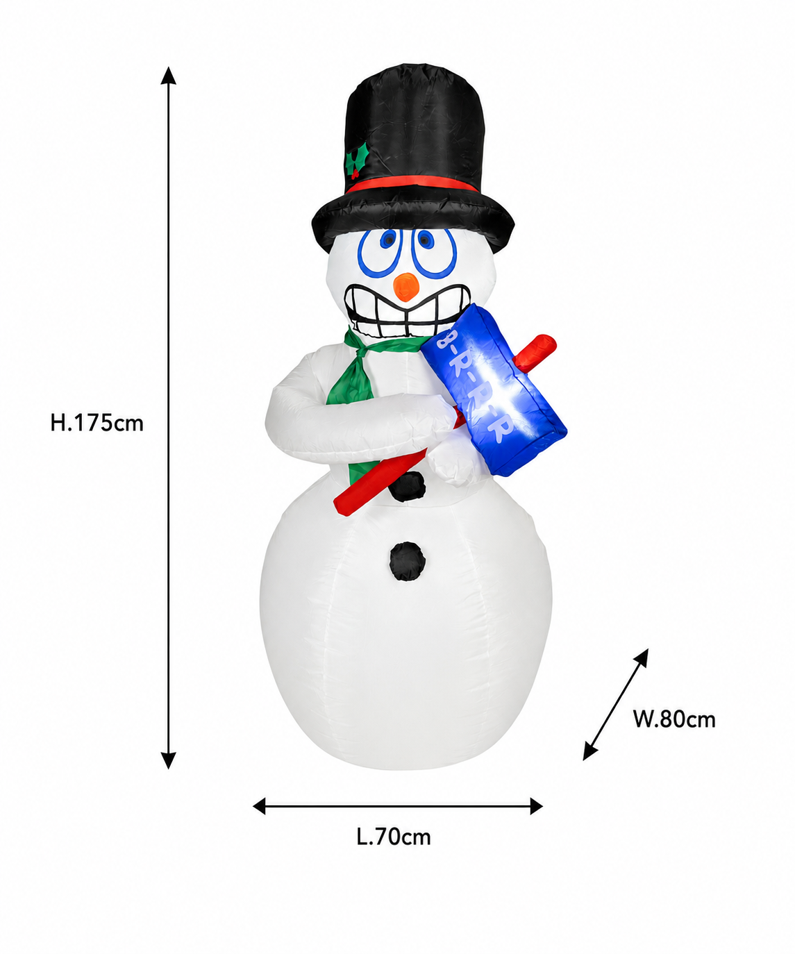 Aufblasbare Weihnachtsfigur Schneemann, 70 x 80 x 175 cm