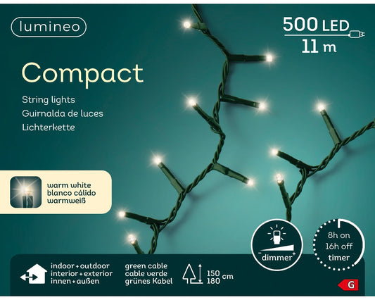 Lichterkette Compact 500 LED 11 m warm weiß, grünes Kabel