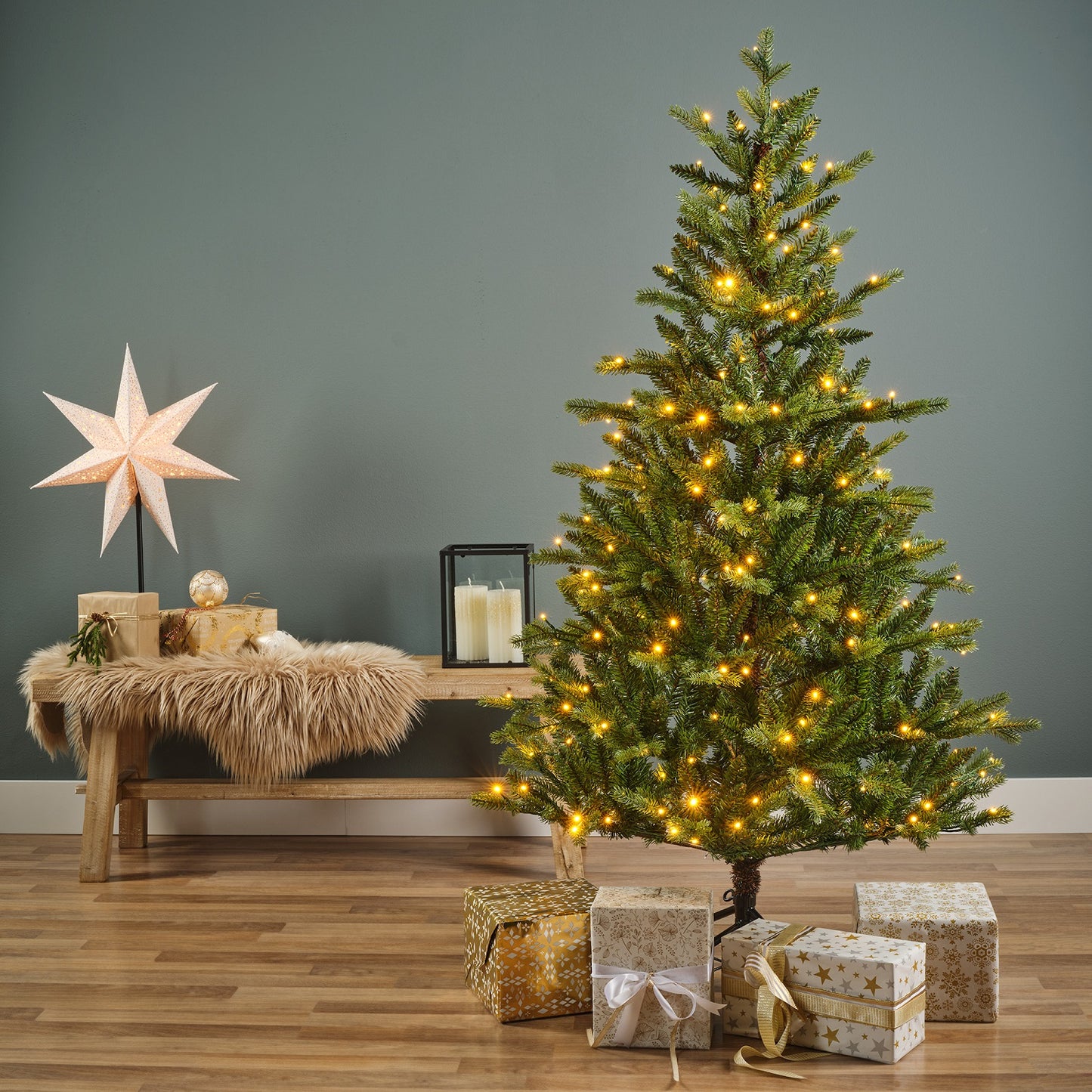 Künstlicher Weihnachtsbaum Allison Pine grün, 180 cm, beleuchtet: warm weiß/klassisch warm